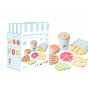 VELIKI DRVENI SET ZA BRZU HRANU ZA HAMBURGER