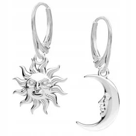 SREBRNI ASIMETRIČNI NAKIT SUNCE I MJESEC, 925 srebro