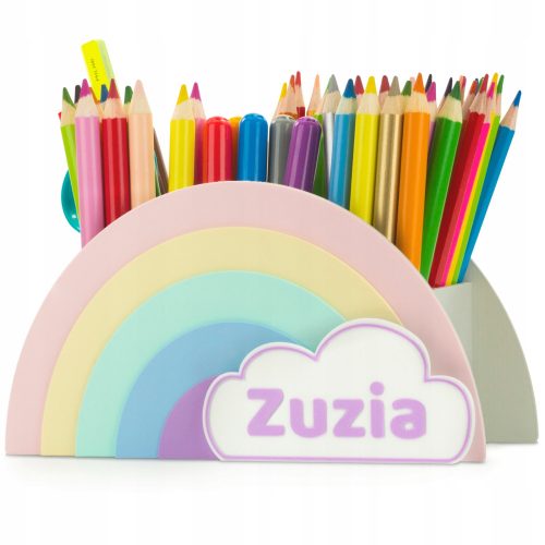 Rainbow Desk Organizer with Name TĘCZA Pencil Case by KAJAWIS