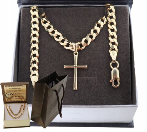 ZLATNI ŠPAGA MUŠKI LANAC SA KRIŽEM I GRAVIRANJEM PR. 925 585 14K