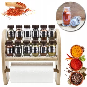 SPICE KIT POLICA STOJALO ZA ZAČINE 12 + RUČNIK