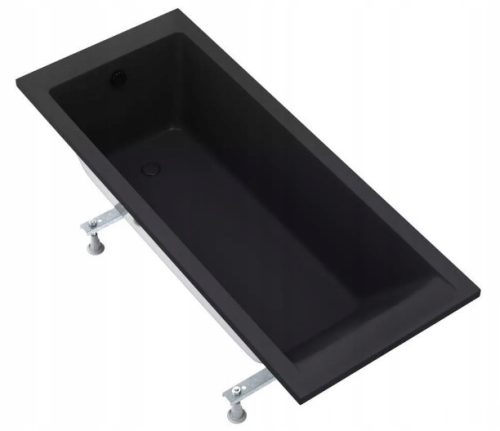 Asto Crna Mat Pravokutna Akrilna Kada s Bočnim Odvodom 150 x 70 cm