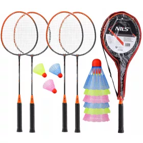   Lom, navlaka, mreža, set reketa sa loptom Nils BADMINTON SET pete + CGROT Sports Guide IDEALNO ZA UČENJE KUPOVINE