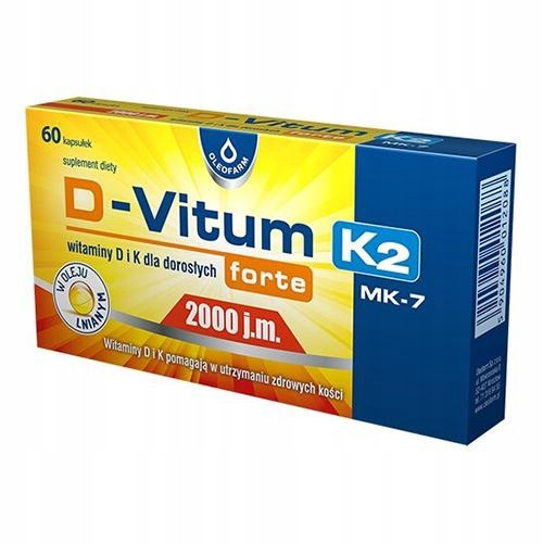Oleofarm D-Vitum K2 Forte dodatak prehrani Vitamin D i K dodatak prehrani 2000 IU 18 g (60 kom) kapsule 18 g 60 kom