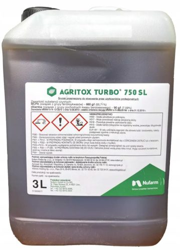 Agritox Turbo 750 SL 3l NUFARM - učinkovit herbicid za žitarice