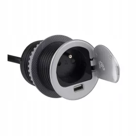    Dizajn Light jednostruki produžni kabel 1,8 m, 2 utičnice, srebrni