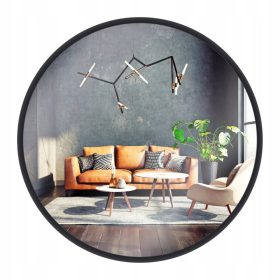   Zidno ogledalo s crnim LOFT okvirom, metalni okvir, 530 x 530 mm