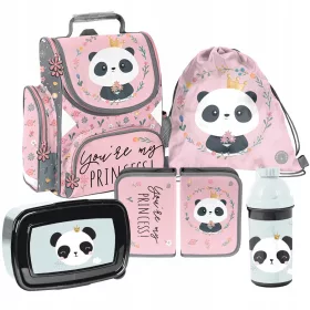 Torba za školu PASO PANDA s jednim pretincom set 5 dijelova