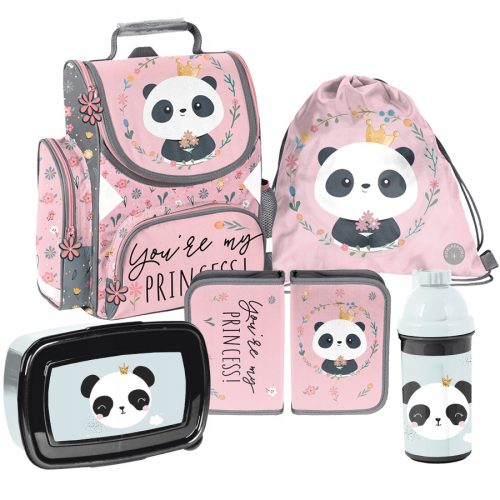 Torba za školu PASO PANDA s jednim pretincom set 5 dijelova