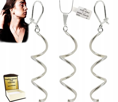 Elegantni set srebrnog nakita od 925 srebra s visećim spiralnim gravurama
