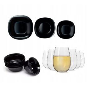 Carine Deluxe Crni 30-dijelni set posuđa za jelo