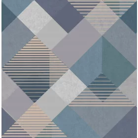 MODERNE PLAVE TAPETE ZA DNEVNU SOBU S GEOMETRIJSKIM UZORIMA