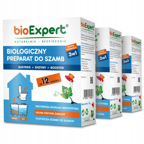 Bioaktivni prašak za septičke jame i postrojenja za pročišćavanje otpadnih voda 3 godine 3x1kg bioExpert