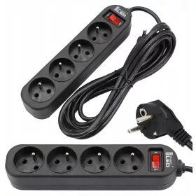 Smartled strip produžni kabel 5 m, 4 kom utičnice, crni