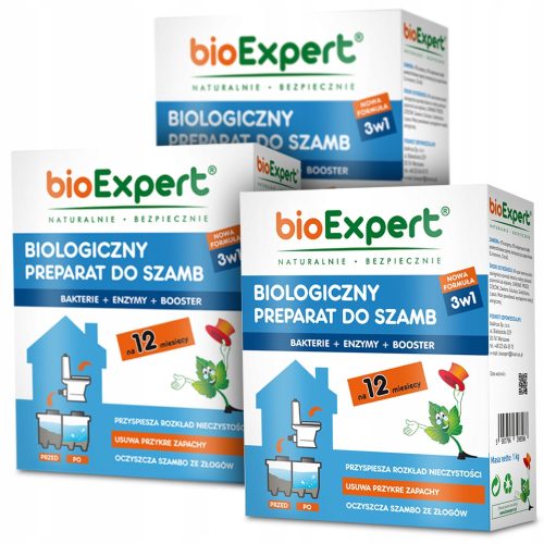 BioExpert Biološki Prašak za Septičke Jama - 3x 1kg Preparat za Masti i Toaletni Papir
