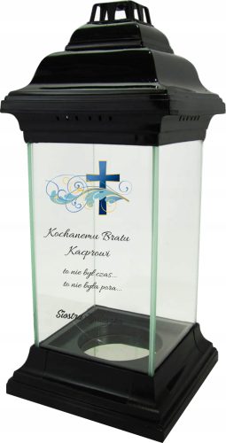 Znicz s personaliziranim UV gravurom | Širok izbor uzoraka | Elegantan nadruk u boji | Individualni dizajn | Materijal: staklo + plastika | Dimenzije: 32 x 14 cm | Mogućnost personalizacije teksta | C