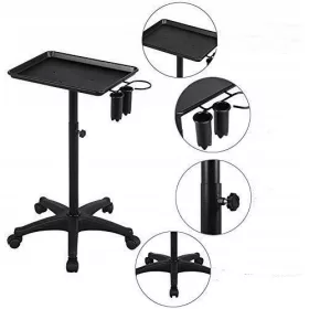 Salonski aluminijski kolica za frizere s crnom posudom