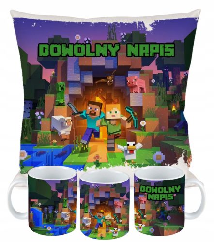 ZESTAW KUBEK I JASTUKA MINECRAFT ZA PRAVOG IGRAČA