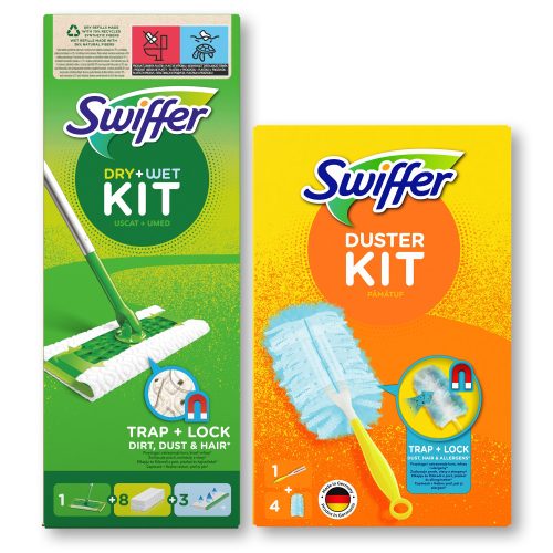 Swiffer Komplet Ravni Mop 27 cm + Swiffer Duster Set s 4 zamjenska dijela