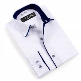   Dječja košulja Lorento, bijela s morsko plavim detaljima, veličina 164