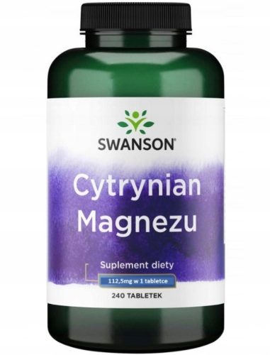 Cytrynian Magnezu od Swanson - 240 Tableta za Poboljšanje Zdravlja Kostiju i Mišića
