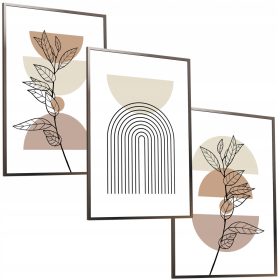   Moderan set od tri slike u okviru | Okvir slike posteri boho apstraktni motivi | Ovaj set od tri plakata dolazi s elegantnim okvirima koji su spremni za vješanje. Dimenzije su ~A3 (33x43cm) x 3 slike,