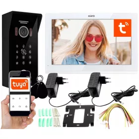   eura Connect Jednorodzinny Wideodomofon Dotykowy WiFi HD z Szyfratorem I Brelokami RFID, bijeli