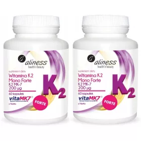   Aliness Witamina K2 MonoFORTE MK-7 200 µg iz Natto - 60 kapsula za pravilno zgrušavanje krvi