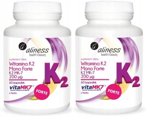Aliness Witamina K2 MonoFORTE MK-7 200 µg iz Natto - 60 kapsula za pravilno zgrušavanje krvi