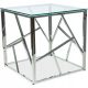 Stol za kavu Escada B 55x55, srebrni krom/staklo