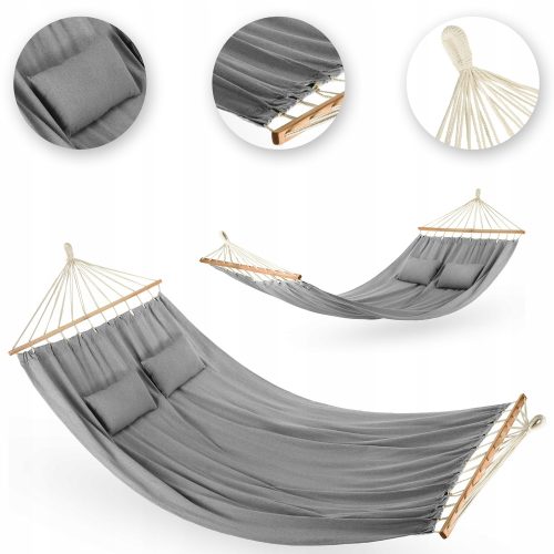 Viseća mreža za vrt - Outtec viseća mreža sa šipkom, siva 200 kg, 350 x 150 cm