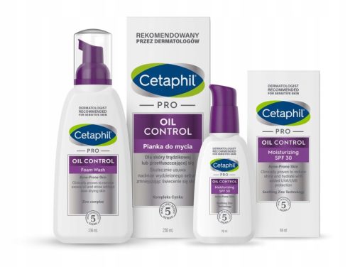 Set za kontrolu sebuma i akne Cetaphil PRO Oil Control: Pjena za pranje 236 ml i Matirajući hidratantni krem SPF30 118 ml