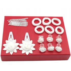   Zestaw Ukrasa za Kosu za Djevojčice za Prvu Pričest, 24 Komada, Bijela Boja