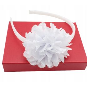    Traka za kosu s cvijetom, pričestima, bijela gumica za kosu