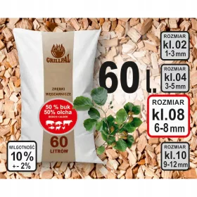   Piljevina, sječka za dimljenje - Grillpal sječka od bukve i johe za dimljenje i roštilj 15 kg 60 l