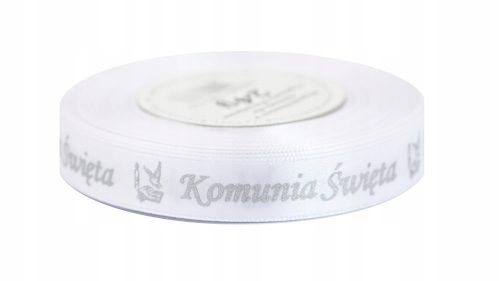Vrhunska satenska traka za Svetu Pričest 15mm/22m, 2 boje Luksuzna satenska traka za Svetu Pričest dimenzija 15mm x 22m, dostupna u 2 prekrasne boje. Ova błyszc