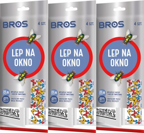 BROS Lep Plošne naljepnice za prozor protiv muha i voćnih mušica, set 3x4-PACK