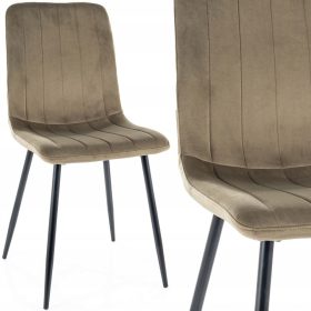 LUKSUZNI VELVETNI STOLAC ALAN, CRNI OKVIR/OLIVKA BLUVEL 77