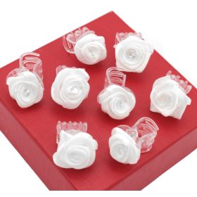 Krab kopče za kosu s bijelim ružama, 8 komada, BIJELE