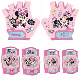    ŠTITNICI ZA BICIKLE KOLJENA LAKAT ROZA MINNIE + Biciklističke rukavice ZA DJECU minnie