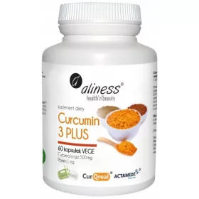 Aliness Curcumin 3 PLUS s Kurkuminom i Piperinom, 60 kapsula
