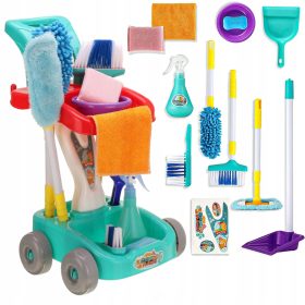   SET ZA ČIŠĆENJE ZA DJECU "Cleaning PlaySet" VELIKA KOLICA MOP METLA VODA SPREJ 13 kom.