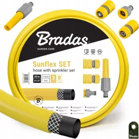    Bradas WMS1/220 SUNFLEX vrtno crijevo 1/2" 20 m + 4-dijelni set s ravnom mlaznicom i brzim spojnicama SUNFLEX BRADAS