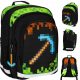 Minecraft Pixel Game School Backpack Starpak Black, Brown & Beige, Green Shades 20L