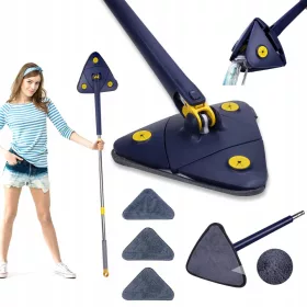   Rotacijski mop s trokutastom krpicom i cijedilom za čišćenje + 3x rezervna