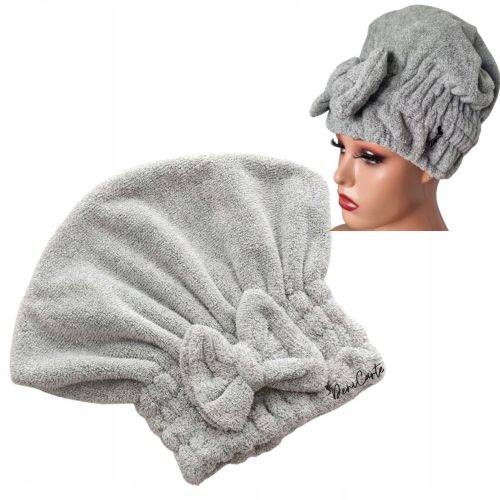 Deni Carte turban za sušenje kose, mikrofibra, nijanse sive