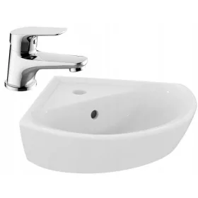   Kutni keramički umivaonik Ideal Standard SEVAFRESH E407001 + Reihe TOP kromirana podna slavina za umivaonik