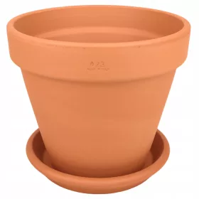    Degrea posuda za cvijeće 23,3 cm x 23,3 x 20,7 cm promjer 23 cm prirodna keramika, terakota + Degrea stalak za cvijeće 21 cm keramika