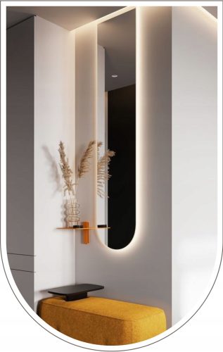  LED SVJETLEĆE ZIDNO OGLEDALO 120X50 cm POLUOVALNI ORMAR KUPAONSKI