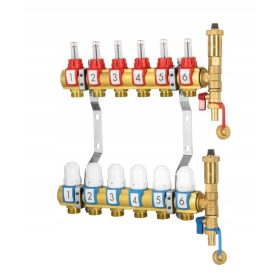   Dijamantni razdjelnik za podno grijanje, 6 krugova sa rotametrima